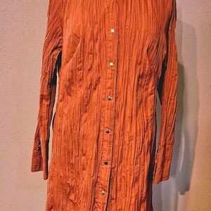 Orange Button-Up Women's Dress